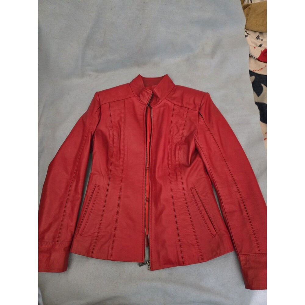 Vtg. Novin Women's Red Leather Jacket (LOC-31)